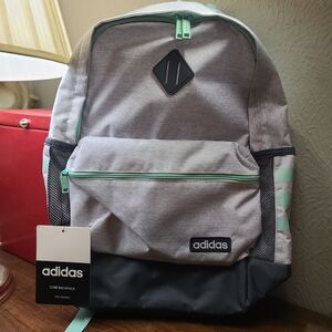 Adidas Core Backpack  Gray & Black w/ Teal Accents NWT